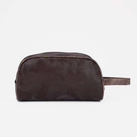 Lightning cosmetic bag, external pocket, brown color-1