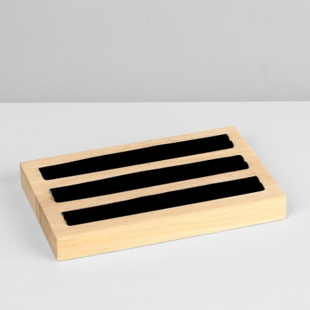 Ring stand, 3 stripes, wood, 15 × 10 × 2 cm, black color-1