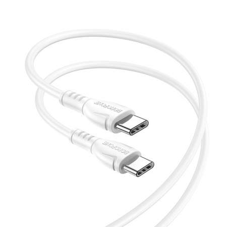 Cable Borofone BX51, Type-C-Type-C, PD 60 W, 3 A, 1 m, PVC braid, white-1