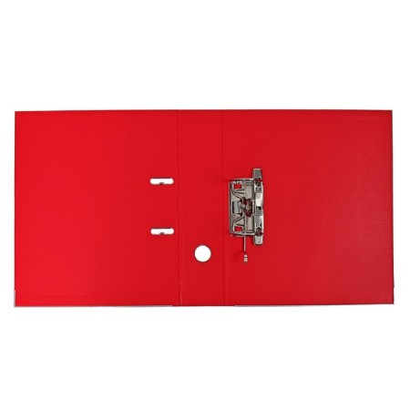 A4, 75 mm, Lamark, PVC, double-sided coating, metal edging, pocket for a spine, collected, red/red-4