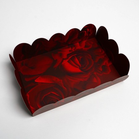 Cookie box, confectionery packaging with PVC lid, "roses", 20 x 30 x 8 cm-3