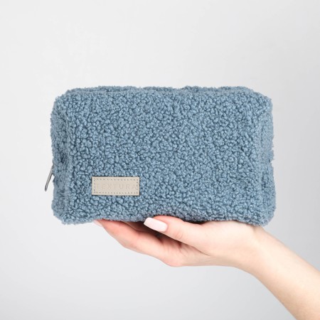 Cosmetic bag with lightning, textura, blue color-8