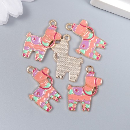 Decor for creativity metal, enamel "Multi -colored donkey" 2.1x2.7 cm-2