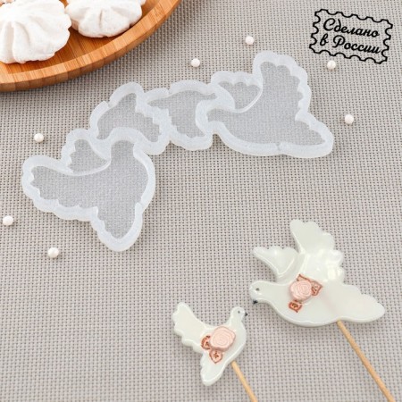 Silicone Mold for candy and chocolate "pigeons", 7 × 6, 4 × 4 cm, the color is transparent