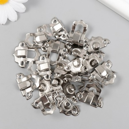 Castle Metal for the casket silver + nails. set 10 pcs 2.9x3 cm-2