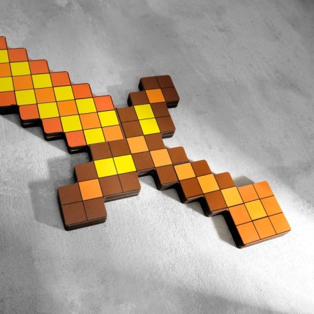 Wooden souvenir "Sword", 19.5x56.5x1.2 cm, pixel, golden-3