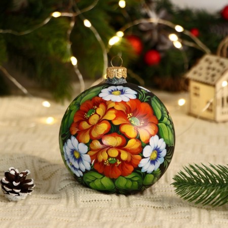 A set of 4 Christmas balls of 100 mm "unique bouquet"-1