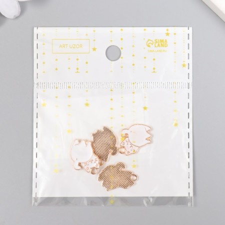 Decor for creativity metal, enamel "Fat White Cat" Gold 2x1.4 cm-5
