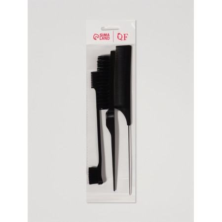 Set of comb, 3 objects: brush, with a tail, mini - brush, black color-5