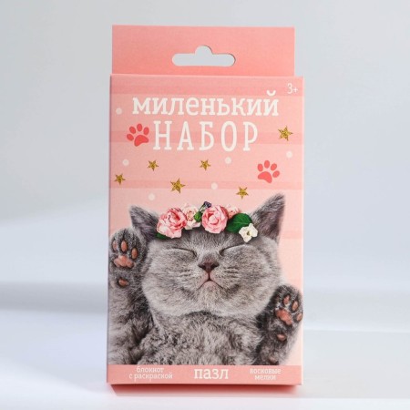 Set: notebook - coloring, crayons 4 pcs. "Cat"-10