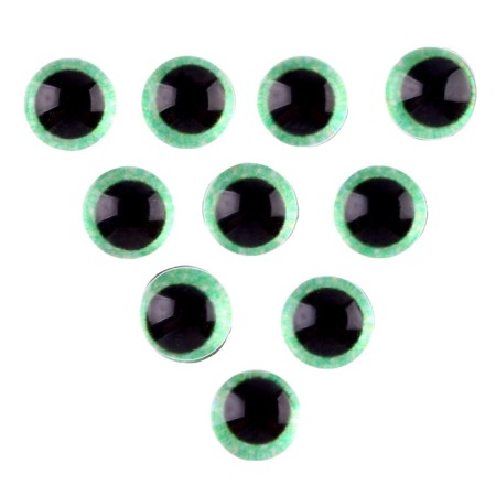 Elose -based eyes, set of 10 pcs., Size 1 pc. - 6 mm, green color with sparkles-1