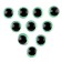 Elose -based eyes, set of 10 pcs., Size 1 pc. - 6 mm, green color with sparkles