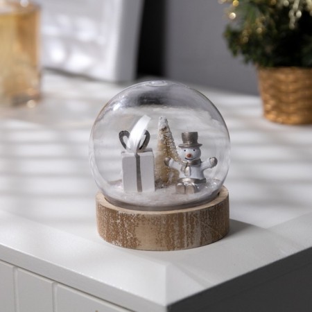 LED figure "Shard with a snowman" 8 × 8.5 × 8 cm, wood, plastic, batteries AG13x3, glow warm white-1