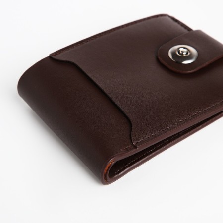 Male purse on a magnet, department for bills, for maps, for coins, brown color-2