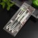 Faded knife set, 3 objects: knives, meat fork, gray color