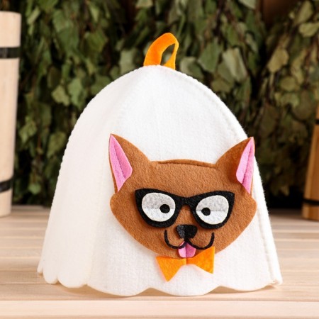 Bath cap with applique "sir cat"