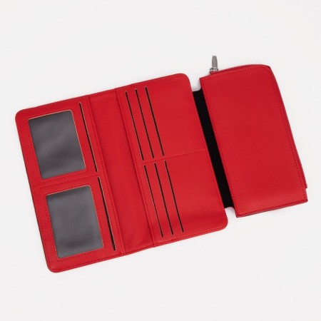 Women's wallet on the button, red color-3