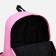 A backpack with a zipper, an outer pocket, a set of a chover, bag, pink color