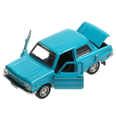 Metal machine "ZAZ -968A", retro - model "Zaporozhets", doors, trunk, inertia, 12 cm blue are opened-4