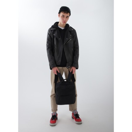 Male backpack on a zipper, 2 external pockets, with USB, black color-7