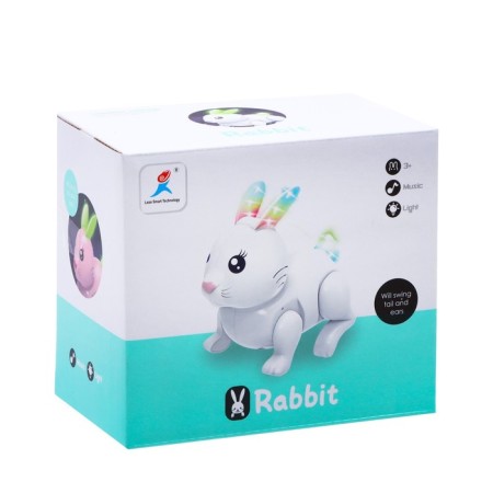 Rabbit "White", light and sound, works from batteries, white color-3