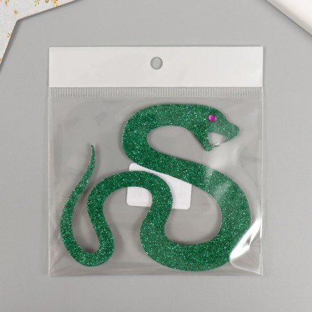 Adhesive -based decor "snake" foam glitter 8x9 cm green-3