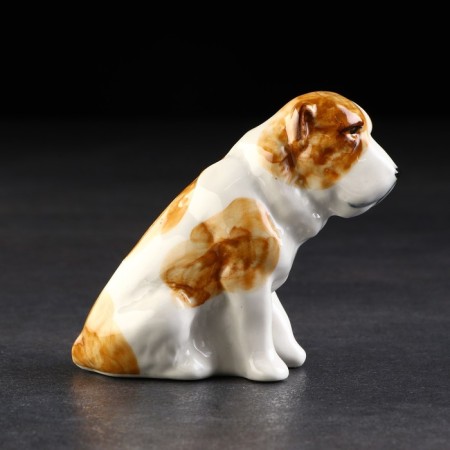 Porcelain figurine "Alabai red-white", 10 cm, author's painting-3