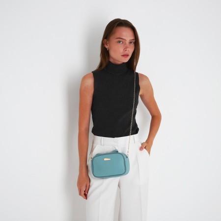 Bag Cross-Bodi with a zipper, blue color-9