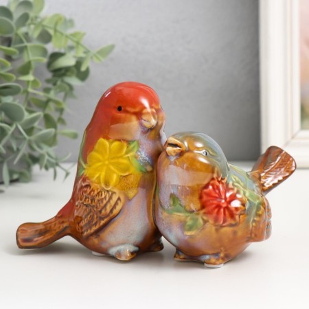 Souvenir Ceramics "Sparrow with flowers" MIX 10x16.5x10 cm-1