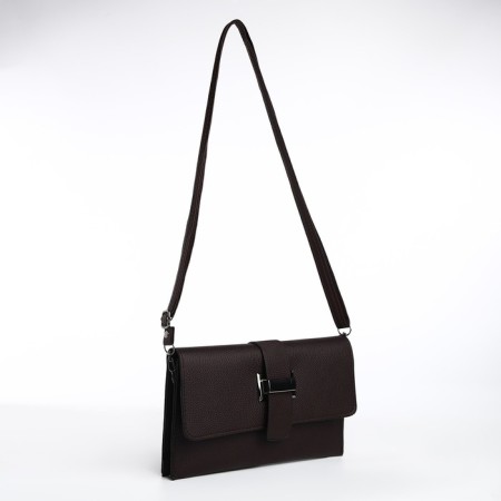 Bag-clate on magnet, long belt, brown color-4