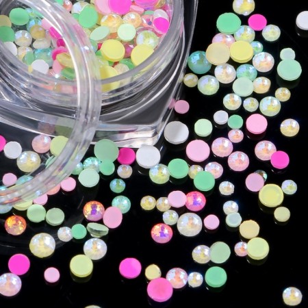 Rhinestones for "neon" decor, multi -sized, glow in the dark, multi -colored-1
