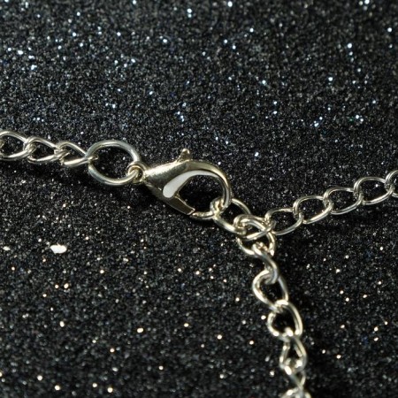 The necklace "Hestia" leaflet, blue color in silver, 35 cm-1
