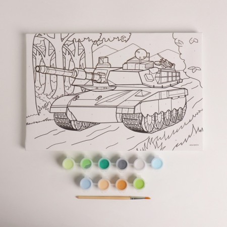 Picture on numbers for children "Tank", 20 x 30 cm-1