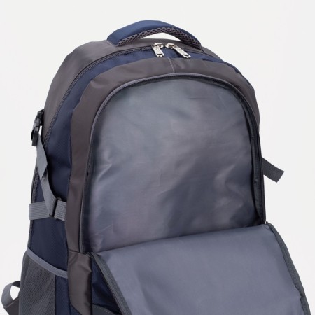 Tourist backpack on lightning with extension, 2 departments, 4 pockets, blue color-3