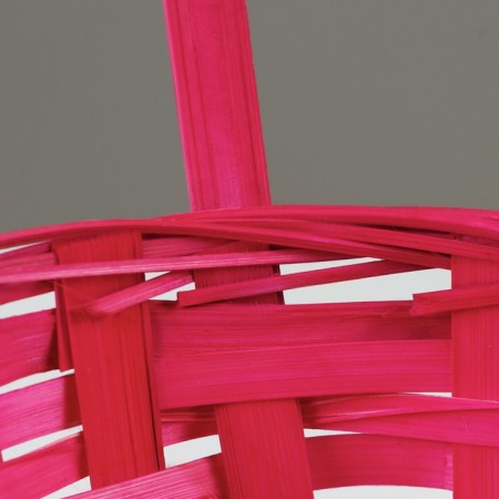 Wicker basket, D19 x 9.5 x 32 cm, pink, bamboo-4