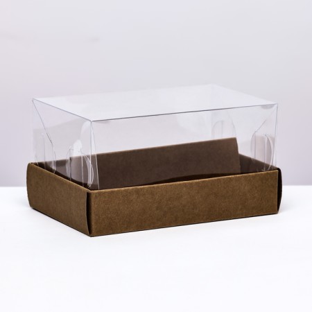 Confectionery box folding under 2 eclairs, craft, 9x13.5x7cm