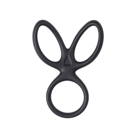 Triple Ring on the A-Toys Kraken penis, silicone, black color, 10 cm-1