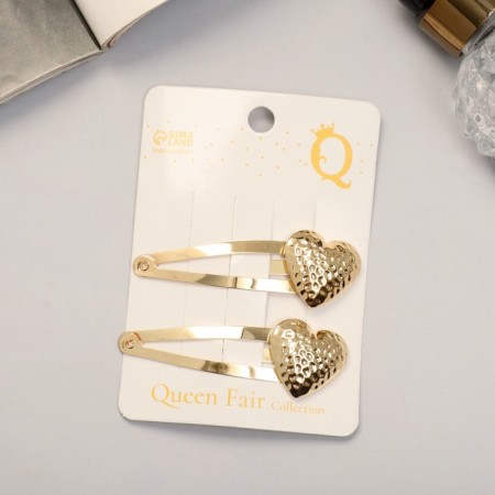 Invisible hair "Amanda" (set 2 pcs) heart, 6.5 cm, gold-2