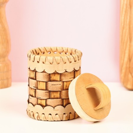 TUES "velor", woven, 6x6x9 cm, birch bark-2