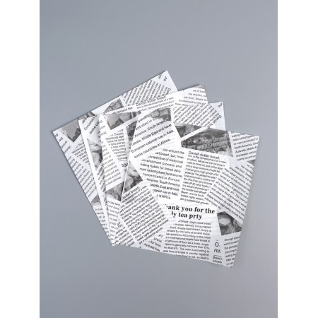 Fatty-resistant paper "newspaper", black and white, in sheets 18 x18 cm-1