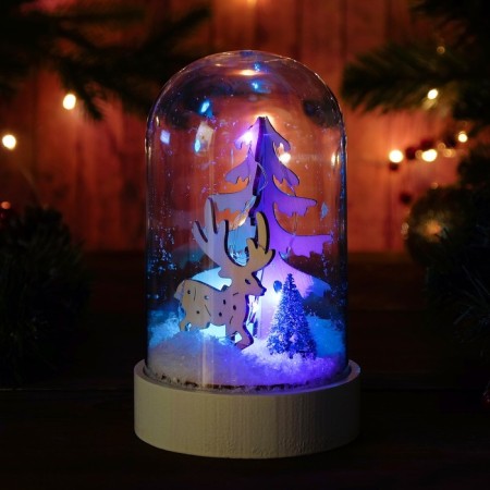 Decor with backlight "Deer and Christmas tree"-1