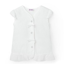 Shirt for girls with short sleeve Minaku: Cotton Collection Color White, height 92