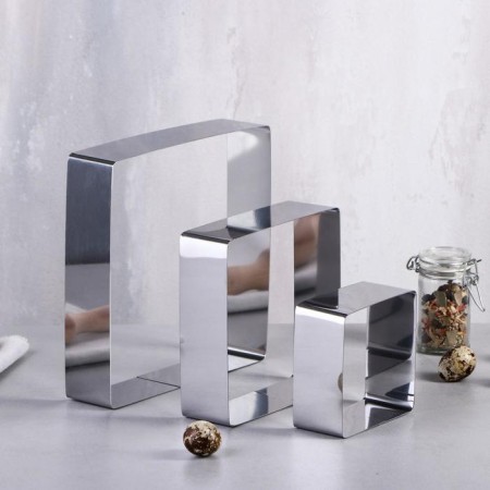 A set of baking forms and calculation "Square", 20 x 20 x 4.5 cm, 3 pcs