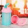 Sports shaker with a bowl for protein, blue pink, 500 ml