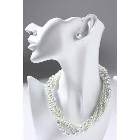 Set 2 objects: earrings, ball d = 1, beads "pearl tourniquet", white color, 45 cm-7