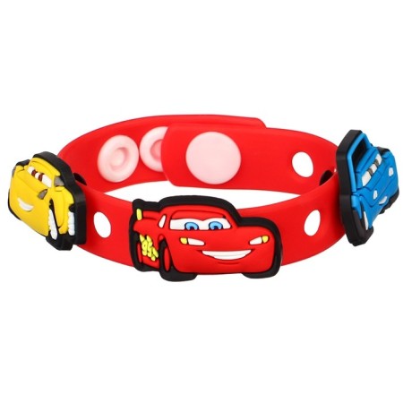 Silicone Bracelet with interchangeable jibitsami, 3 jibits included, cars-4