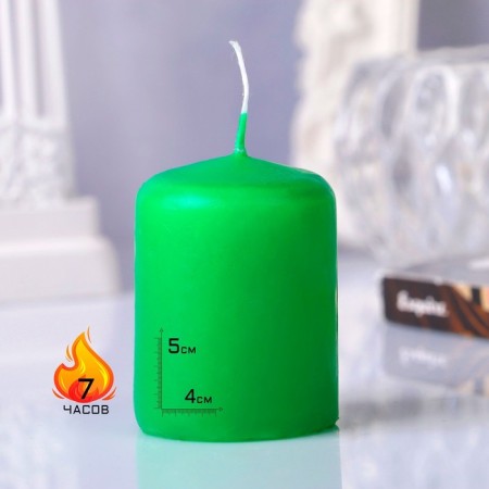 Candle - cylinder, 4x5cm, 7 hours, 47 g, green-4