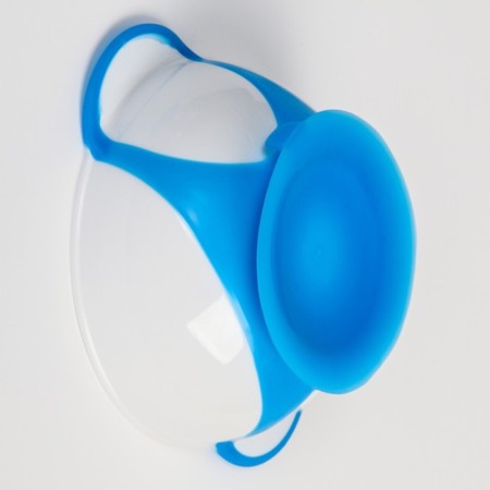 Feeding set: a bowl on the suction cup 340 ml., With a lid, a thermal carp, the color is blue-4