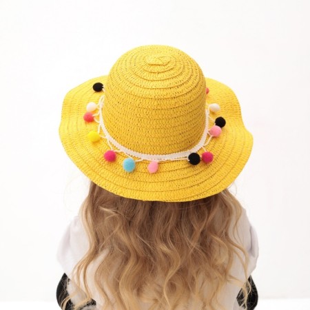 Hat with bombs for Minaku girl, yellow color, size 50-3