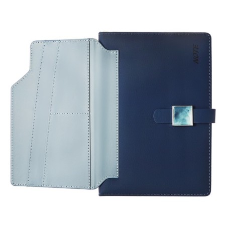 Organizer on the rings of A6+, 80 sheets, leatherette, with a stream, a line, with a handle, in a gift box, blue-5